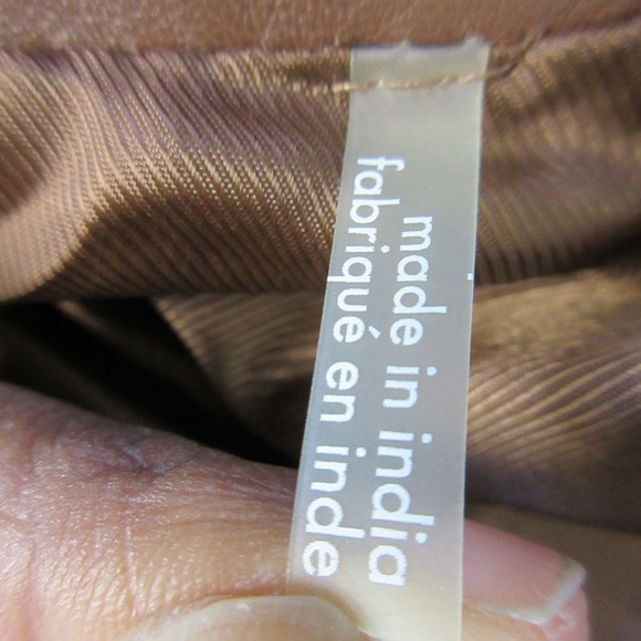 Cole Haan Brown Genuine Lambskin Leather Jacket Womens 2X Zip Biker Moto 1008 - Picture 10 of 16